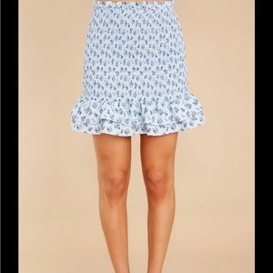 Red dress boutique smocked skirt